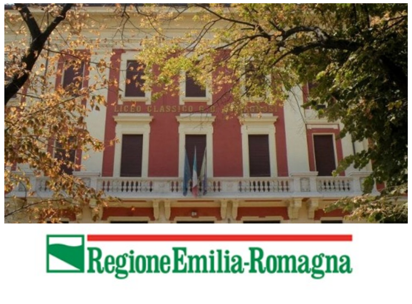 foto colori liceo Romagnosi Parma e Logo Regione Emilia Romagna